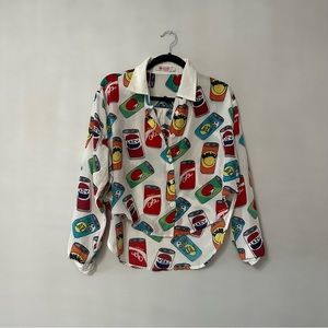 SHEIN sheer cola, soda, pop graphic blouse